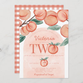 Kute Sweet Peach die TWEE tweede verjaardag draait Kaart