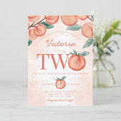 Kute Sweet Peach die TWEE Tweede verjaardag gaat v Kaart (Staand voorkant)