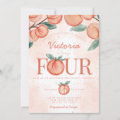 Kute Sweet Peach die VIER 4e verjaardag geeft Kaart (Voorkant)