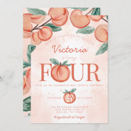 Kute Sweet Peach die VIER 4e verjaardag geeft Kaart