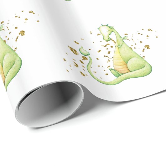 *~* Kute Sweet Slaapende Green Dragon Dinosaurs Cadeaupapier (Rol Hoek)