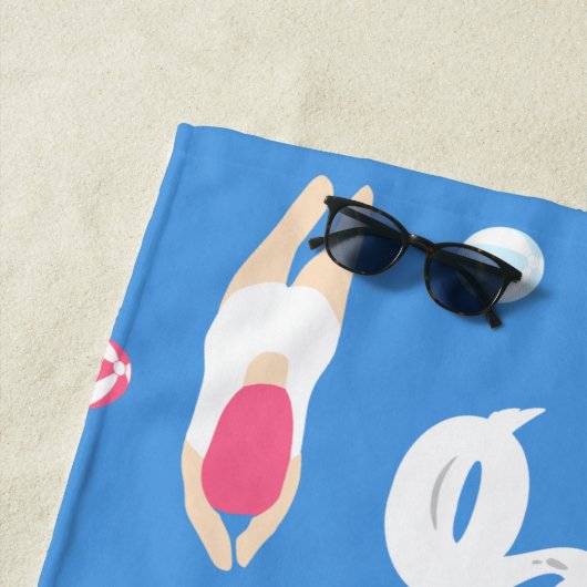 Kute Swimmer en Pool Float Beach Towel Strandlaken (In situ)