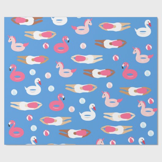 Kute Swimmer- en poolvloerpapier Cadeaupapier (Vlak)