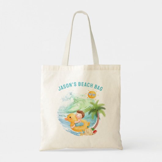 Kute Swimming Beach Boy Tote Bag (Achterkant)