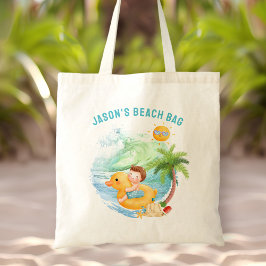 Kute Swimming Beach Boy Tote Bag
