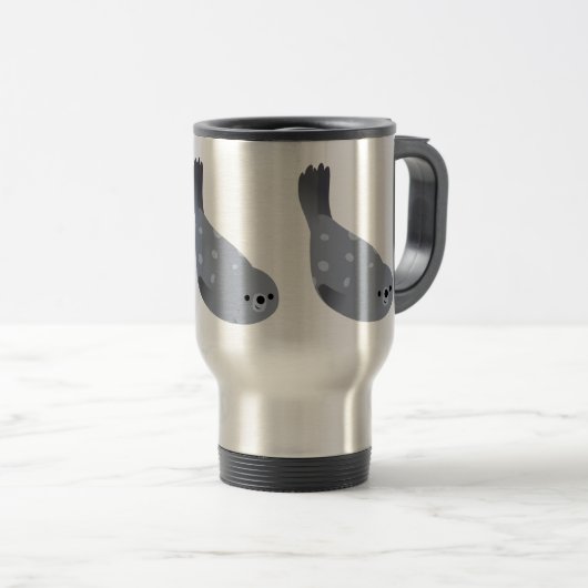 Kute Swimming Cartoon Harbor Seal Commuter Mok (Voorkant rechts)