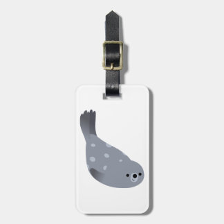 Kute Swimming Cartoon Harbour Seal Bagagelabel