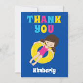 Kute Swimming Pool Birthday Party Girl Custom Kind Bedankkaart (Voorkant)