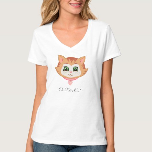 Kute tabby kitten en kalligrafie t-shirt (Voorkant)