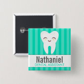 Kute tand - Blauwgroen Button voor aangepaste naam (Voorkant /achterkant)