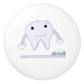 Kute tand en tandenborstel keramische knop (Voorkant)