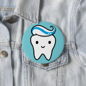 Kute tand met tandpasta | Kawaii Cartoon Molar Ronde Button 4,0 Cm (In situ)