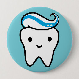 Kute tand met tandpasta | Kawaii Cartoon Molar Ronde Button 4,0 Cm