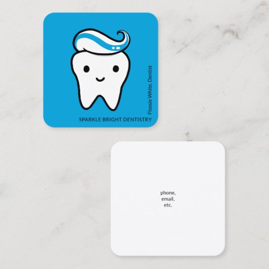 Kute tand met tandpasta tandheelkundige tandheelku vierkante visitekaartje (Voorkant / Achterkant)