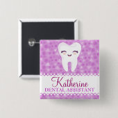 Kute tand - Paarse Button voor aangepaste naam bad (Voorkant /achterkant)