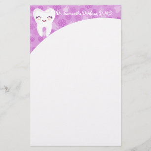 Kute tand - Paarse gepersonaliseerde schrijfbenodi Briefpapier