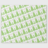 Kute tand - Patroon op groen omslagpapier Cadeaupapier (Vlak)