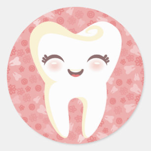 Kute tand - roze stickers