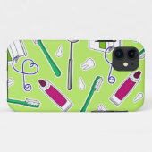 Kute tandheelkundige liefhebber Groen Paars Case-Mate iPhone Case (Achterkant (horizontaal))