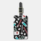 Kute tandheelkundige printer Afdrukken zwart Bagagelabel (Voorkant verticaal)