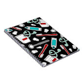 Kute tandheelkundige printer Afdrukken zwart Notitieboek (Rechterzijde)