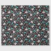 Kute tandheelkundige/tandheelkundige wasmachine cadeaupapier (Vlak)