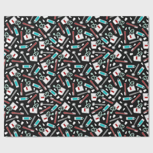 Kute tandheelkundige/tandheelkundige wasmachine cadeaupapier (Vlak)