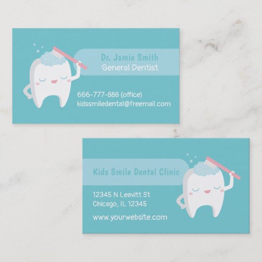 Kute tandpenseel met tandenborsteltandbedekking visitekaartje (Voorkant / Achterkant)