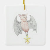 Kute tas met kerstster keramisch ornament (Voorkant)