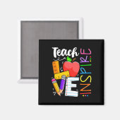 Kute Teach Love and Inspire Mannen Women Teacher Magneet (Voorkant / Achterkant)