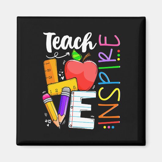 Kute Teach Love and Inspire Mannen Women Teacher Magneet (Voorkant)