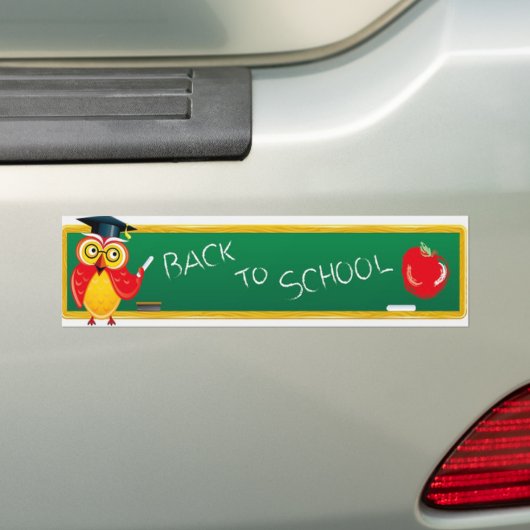 Kute Teaching Owl & Apple Back to School Bumpersticker (Op auto)