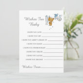 Kute Teddy Bear Clothes Line Wishes for Baby Kaart (Staand voorkant)