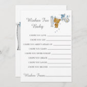 Kute Teddy Bear Clothes Line Wishes for Baby Kaart (Voorkant / Achterkant)