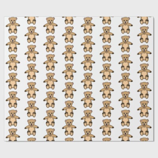 Kute Teddy Bear Drawing Pattern Kinder Cadeaupapier (Vlak)