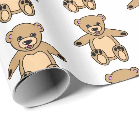 Kute Teddy Bear Drawing Pattern Kinder Cadeaupapier (Rol Hoek)