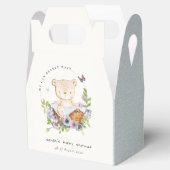 Kute Teddy Bear in Flower Basket Blue Baby shower Bedankdoosjes (Geopend)