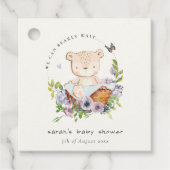 Kute Teddy Bear in Flower Basket Blue Baby shower Bedankjes Labels (Voorkant)