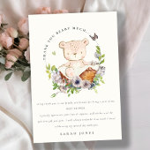 Kute Teddy Bear in Flower Basket Green Baby shower Bedankkaart