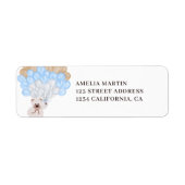 Kute teddy beer blauw ballonneutraal baby shower etiket (Voorkant)