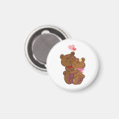 Kute teddy beer paar bedrukt magneet (Voorkant / Achterkant)