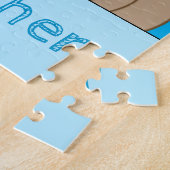 Kute teddy beer sterren naam blauw legpuzzel (Zijkant)