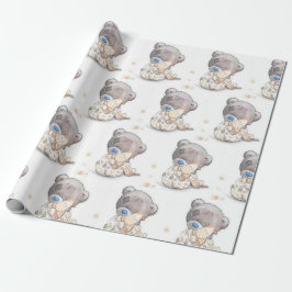 Kute teddybeer met aanpasbare speelgoed cadeaupapier
