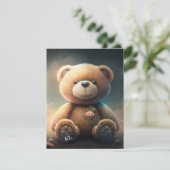 Kute teddybeer met roze roze roze roze roze roos,  (Staand voorkant)
