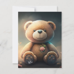 Kute teddybeer met roze roze roze roze roze roos, 