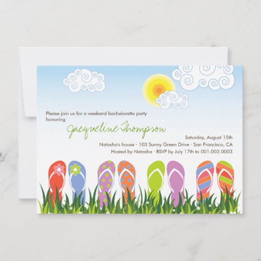 Kute Teenslippers in de Sun Bachelorette party Kaart (Voorkant)