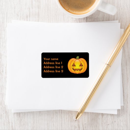 Kute tekening van een halloween Jack O'Lantern pom Etiket (Insitu)