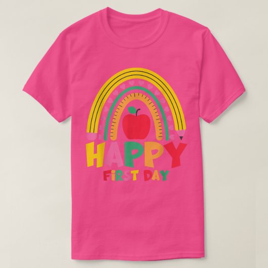 Kute terug naar school Happy First Day of School T T-shirt (Design voorkant)
