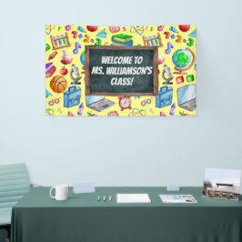 Kute Terug naar school Waterverf Chalkboard Colorf Spandoek