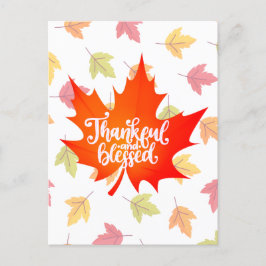 Kute Thankful en Blessed met kleurrijke bladeren Feestdagenkaart